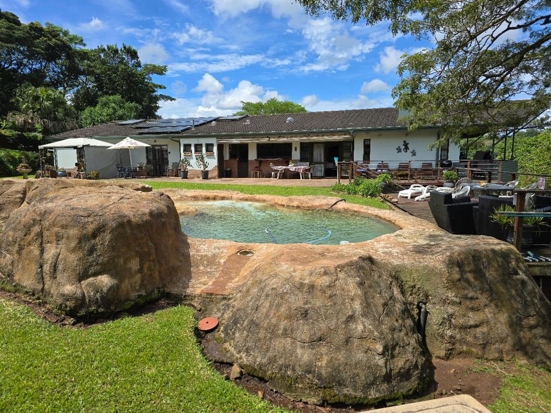 Garden, swimming pool, and guest house at The Anchorage Krantzkloof in Kloof